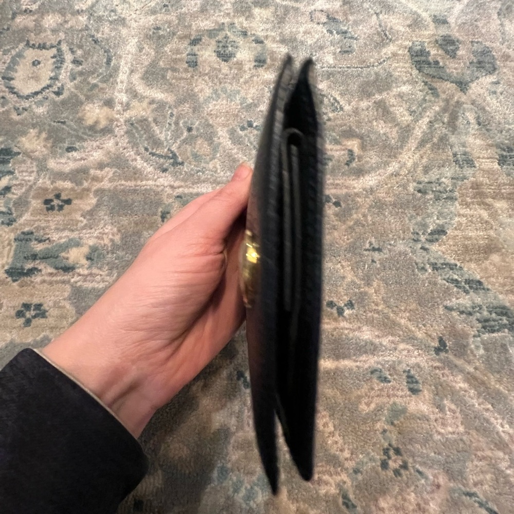 Blue Leather Wallet with Gold Accent - Picture 4 of 13